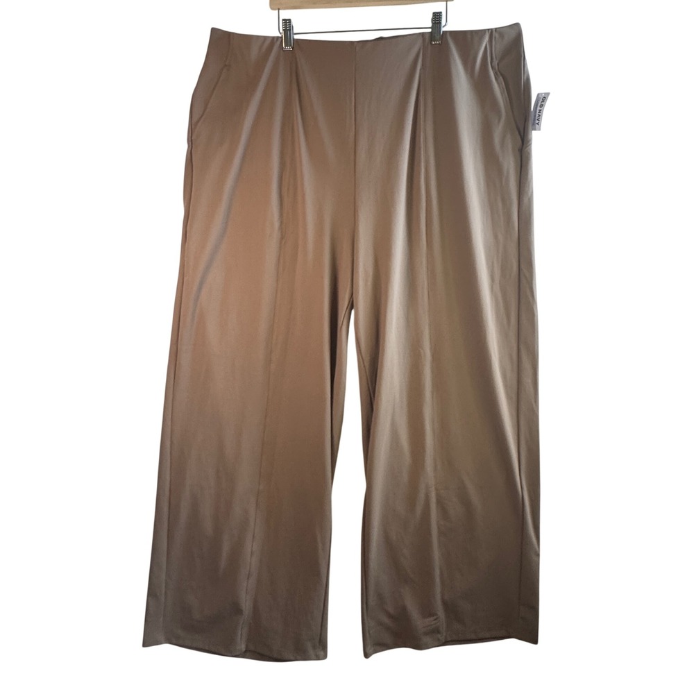 Old Navy PowerSoft Go-Dry Wide Leg Pants Tan Brown Plus Size‎ 3X High Waist New